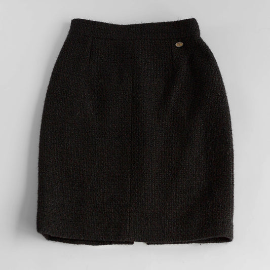 CHANEL - TWEED SKIRT BLACK SIZE 34 FR