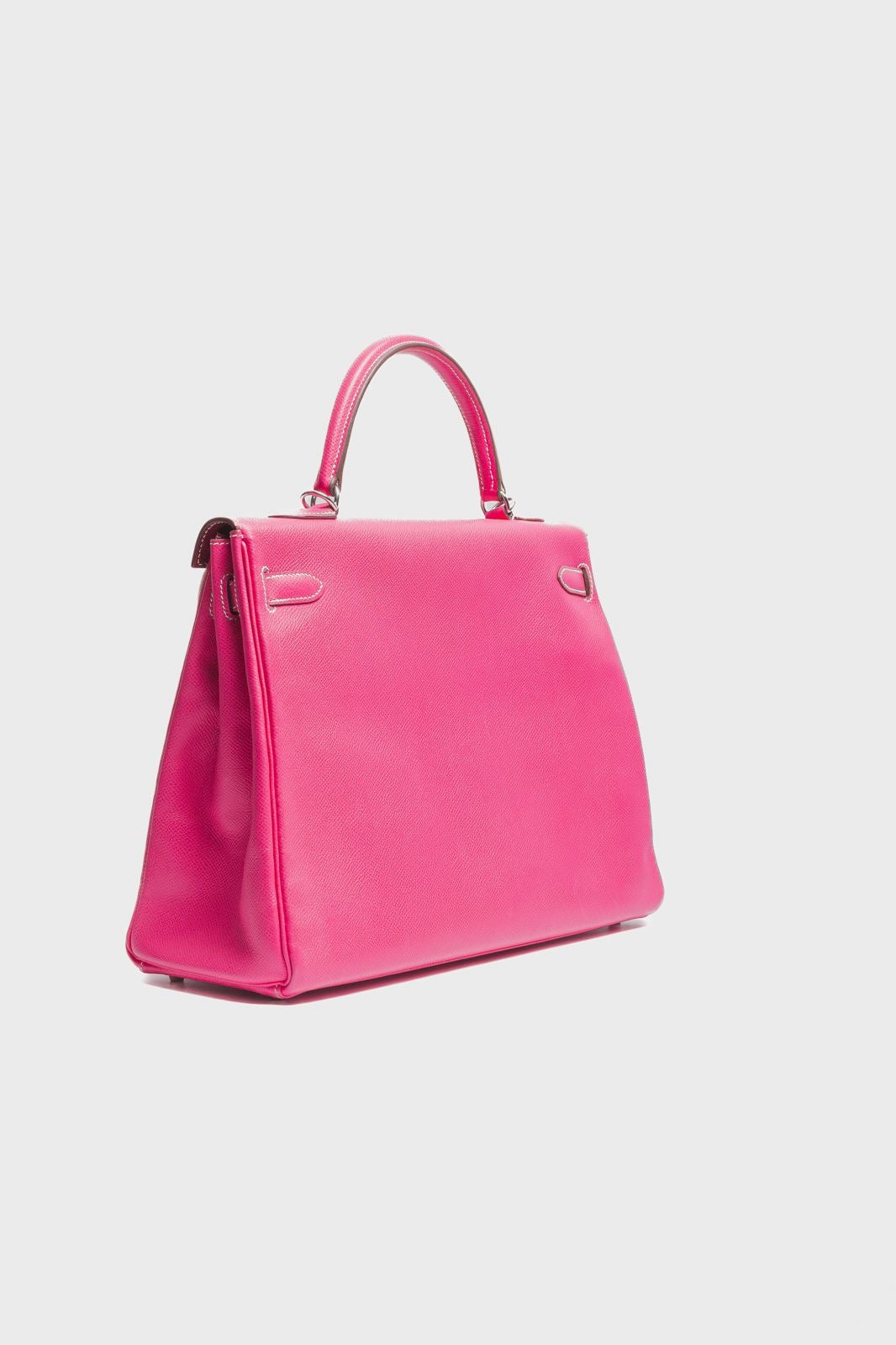 HERMÈS - *RARE* KELLY 35 EPSOM LEATHER ROSE TYRIEN SILVER HARDWARE