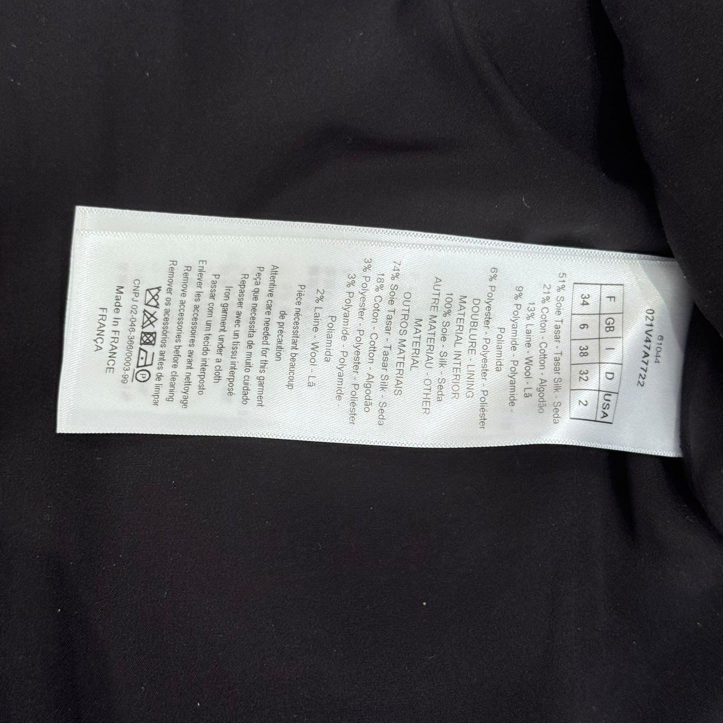 DIOR - SET JACKET AND SKIRT PIED-DE-POULE BROWN AND BLACK SIZE 34 FR