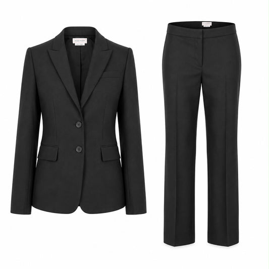 ALEXANDER MCQUEEN - SUIT JACKET & TROUSERS BLACK WOOL 36FR/38FR