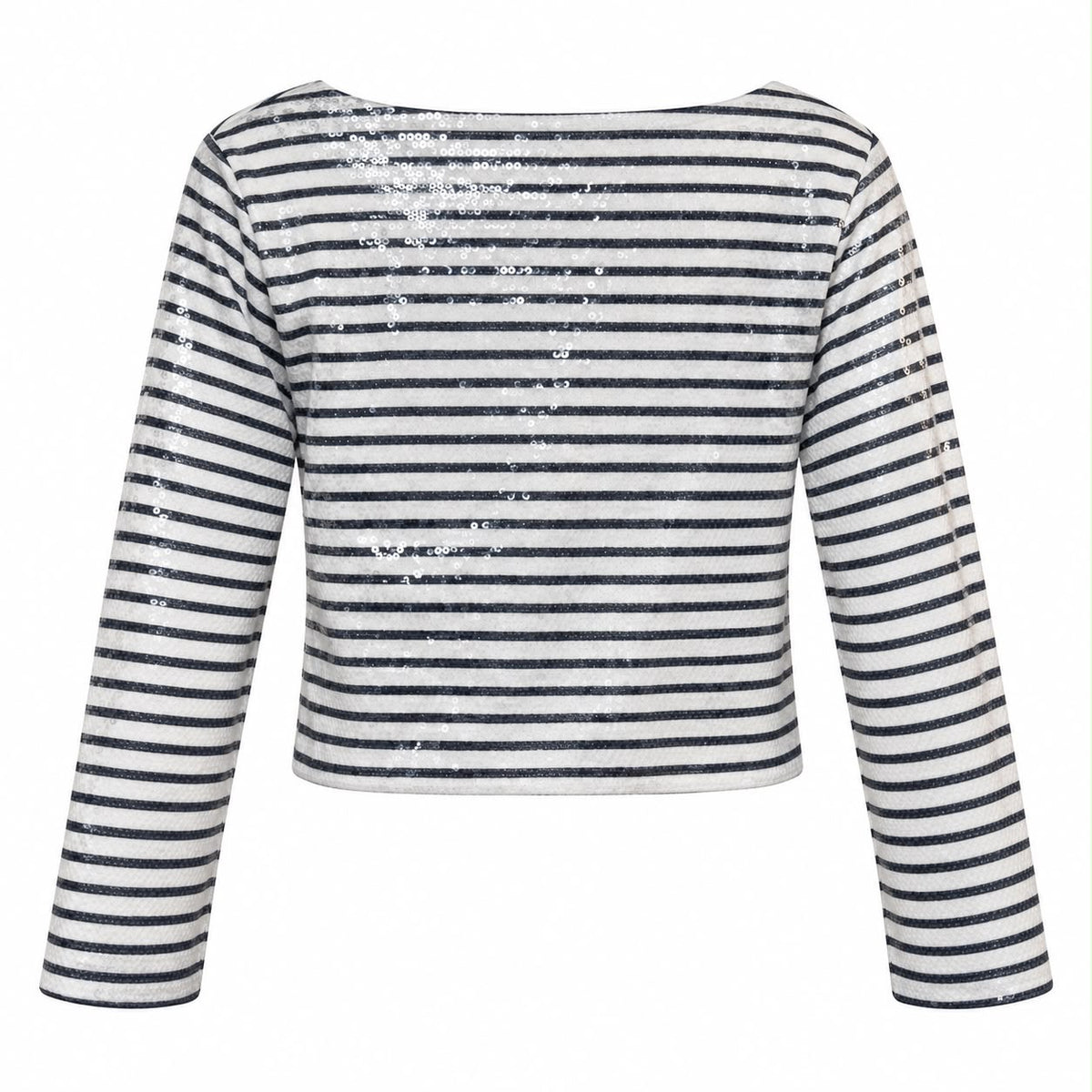 CÉLINE - TOP COTTON STRIPED BLACK & WHITE WITH SEQUIN EMBRLLISHMENTS SIZE M