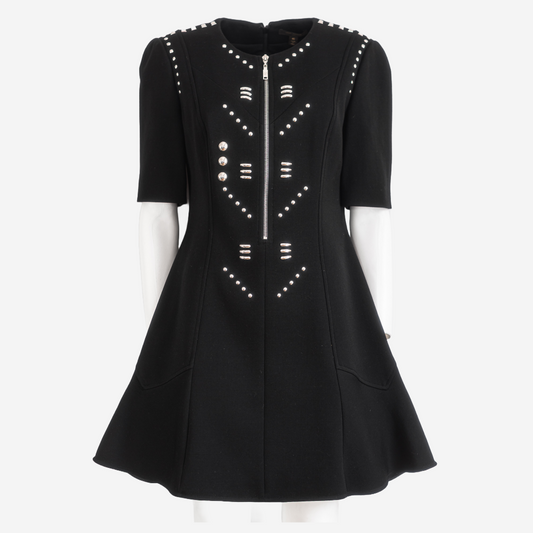 LOUIS VUITTON - DRESS BLACK SILVER STUDS SIZE 40 FR