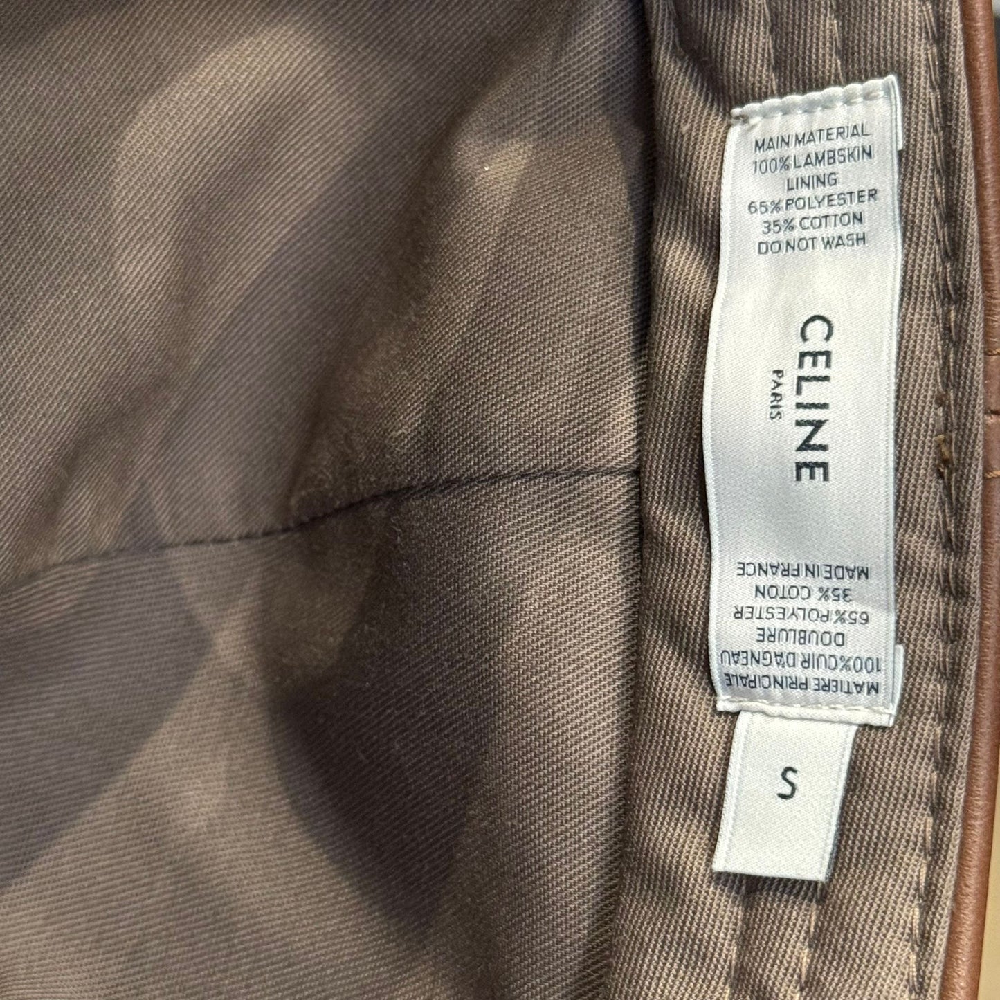 CÉLINE - CAP BROWN LAMBSKIN WHITE LOGO SIZE S