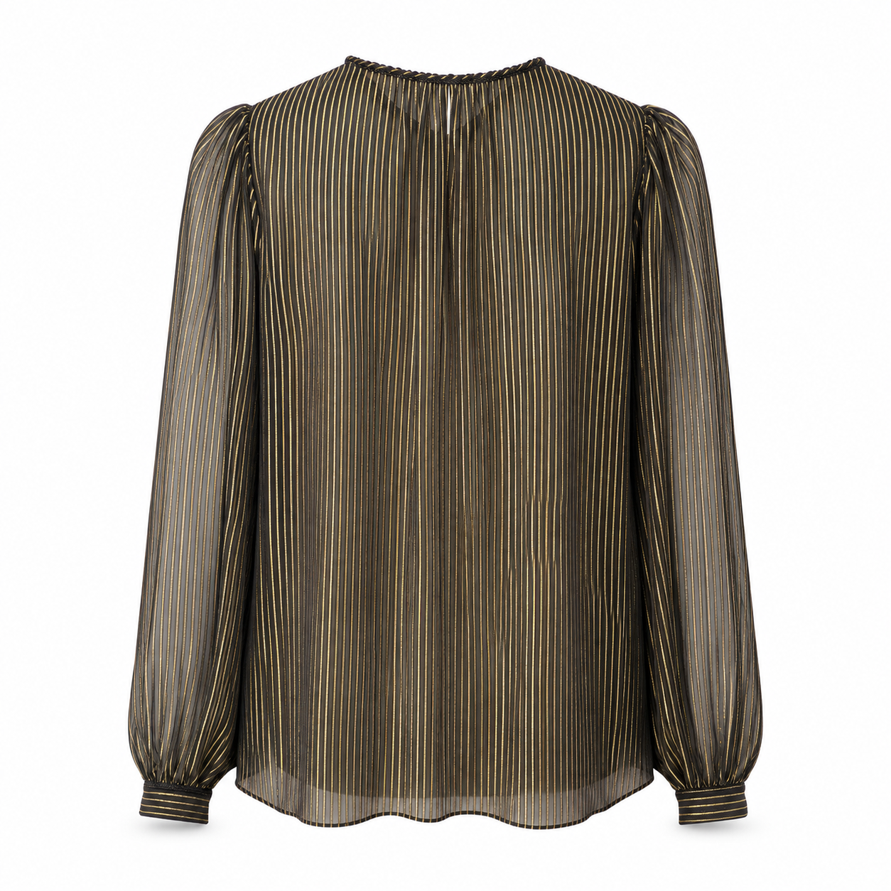 SAINT LAURENT - SHIRT STRIPED SILK BLACK AND GOLD SIZE 36 FR