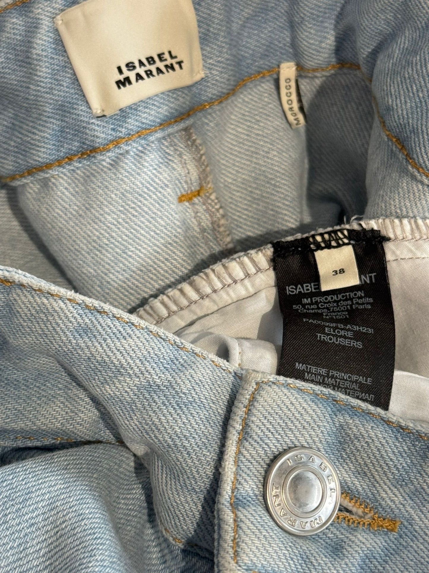 ISABEL MARANT - JEANS ELORE LIGHT BLUE CARGO POCKETS SIZE 38 FR