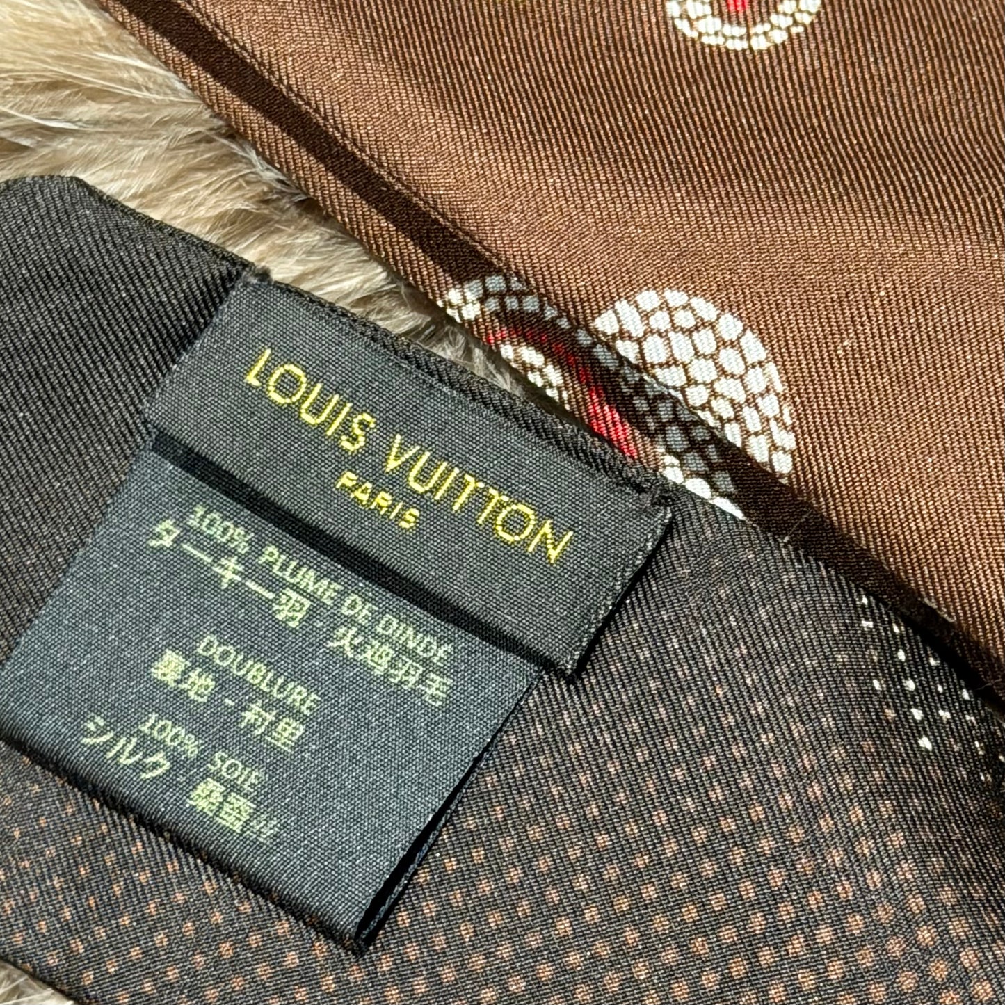 LOUIS VUITTON - COLLAR TURKEY FEATHER BROWN WITH SILK LINING