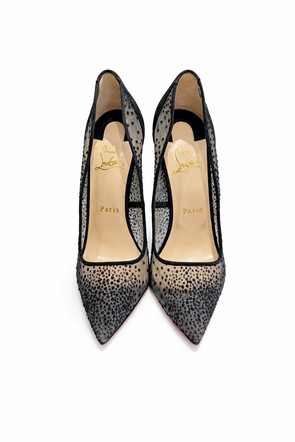LOUBOUTIN - *BRAND NEW* PUMPS BLACK WITH VELVET POLKADOTS SIZE 39 EU
