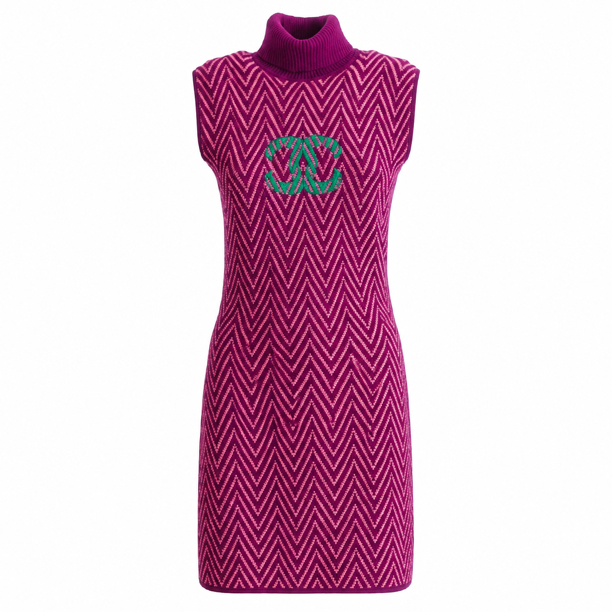 CHANEL - MINI DRESS PURPLE TURLENECK CASHMERE SIZE 36FR