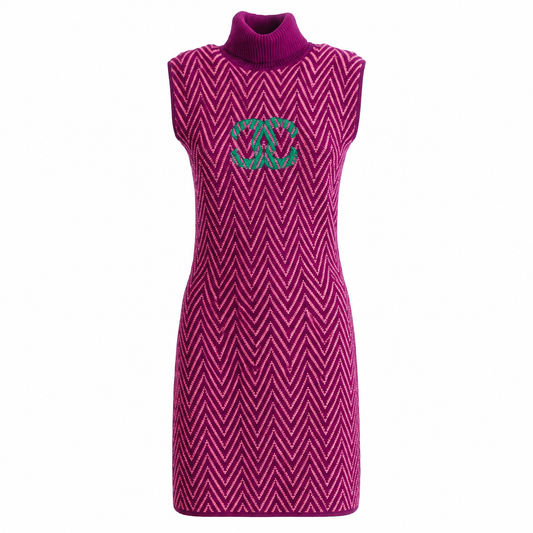 CHANEL - MINI DRESS PURPLE TURLENECK CASHMERE SIZE 36FR