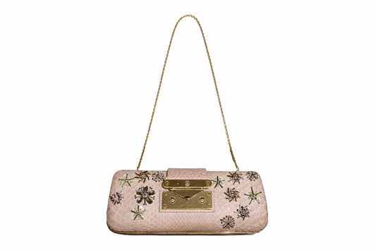 LOUIS VUITTON - *RARE* POCHETTE PINK PYTHON WITH EMBROIDERY