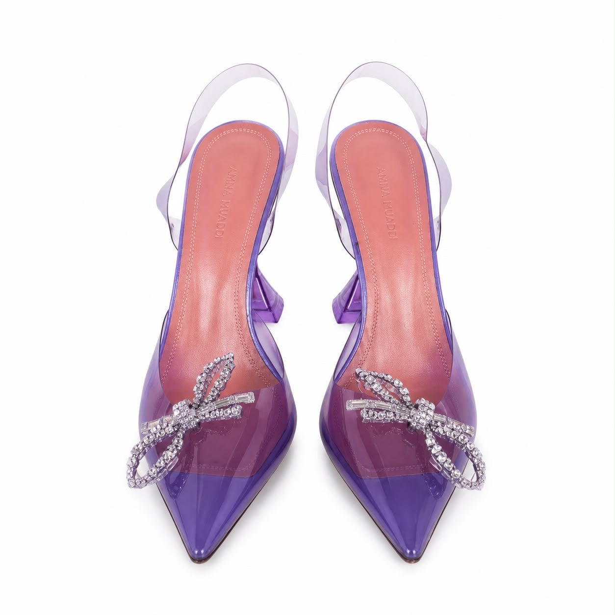 AMINA MUADDI - *NEW* PUMPS SLINGBACK VIOLET WITH CRYSTAL BOW SIZE 37,5 Eu