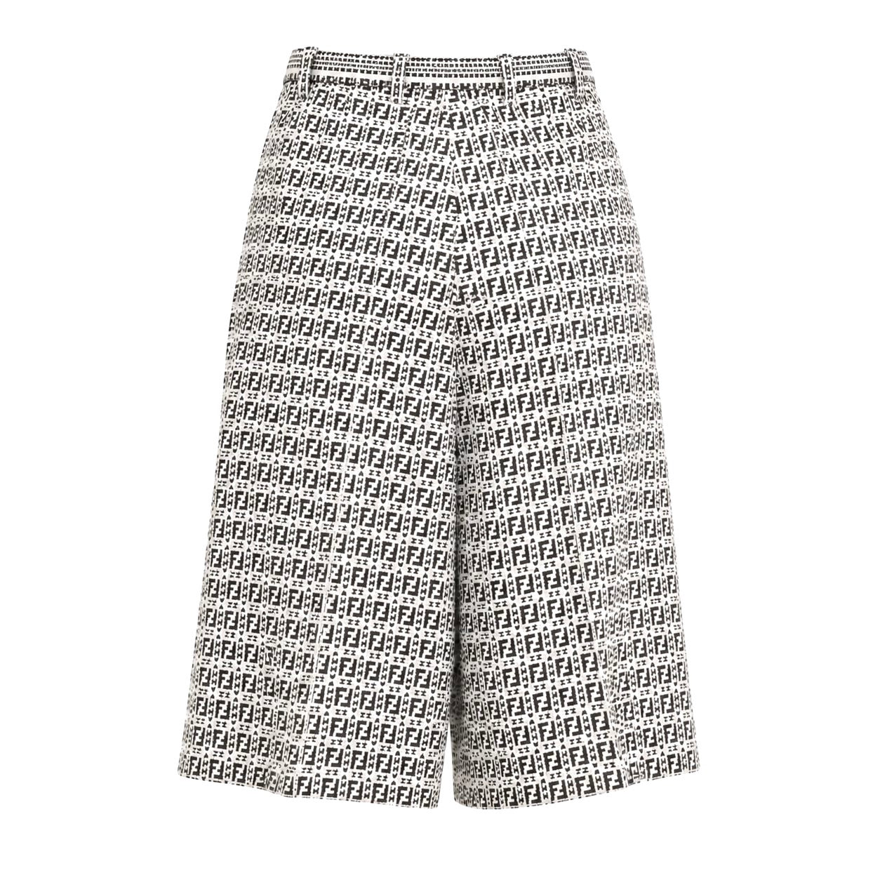 FENDI - SHORTS LOGO BLACK & WHITE FF LOGO WIDE-LEG SIZE 36 IT