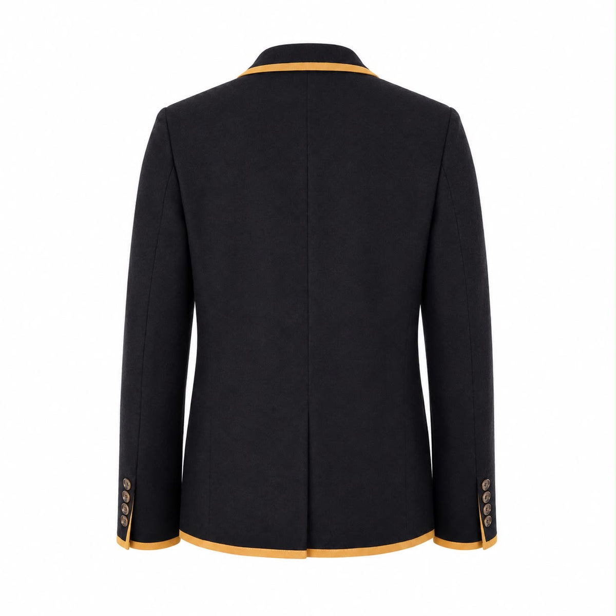 GUCCI - BLAZER NAVY BLUE WOOL & CASHMERE WITH YELLOW TRIM & EMBROIDERED BEE CREST SIZE 50 IT