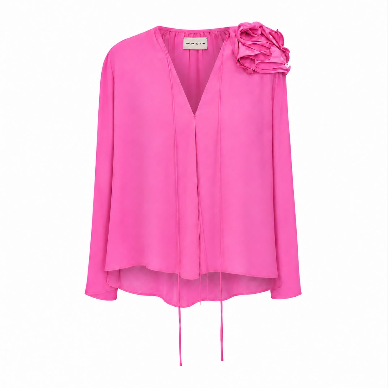 MAGDA BUTRYM - SHIRT FUCHSIA SILK WITH FLOWER SIZE 34 FR