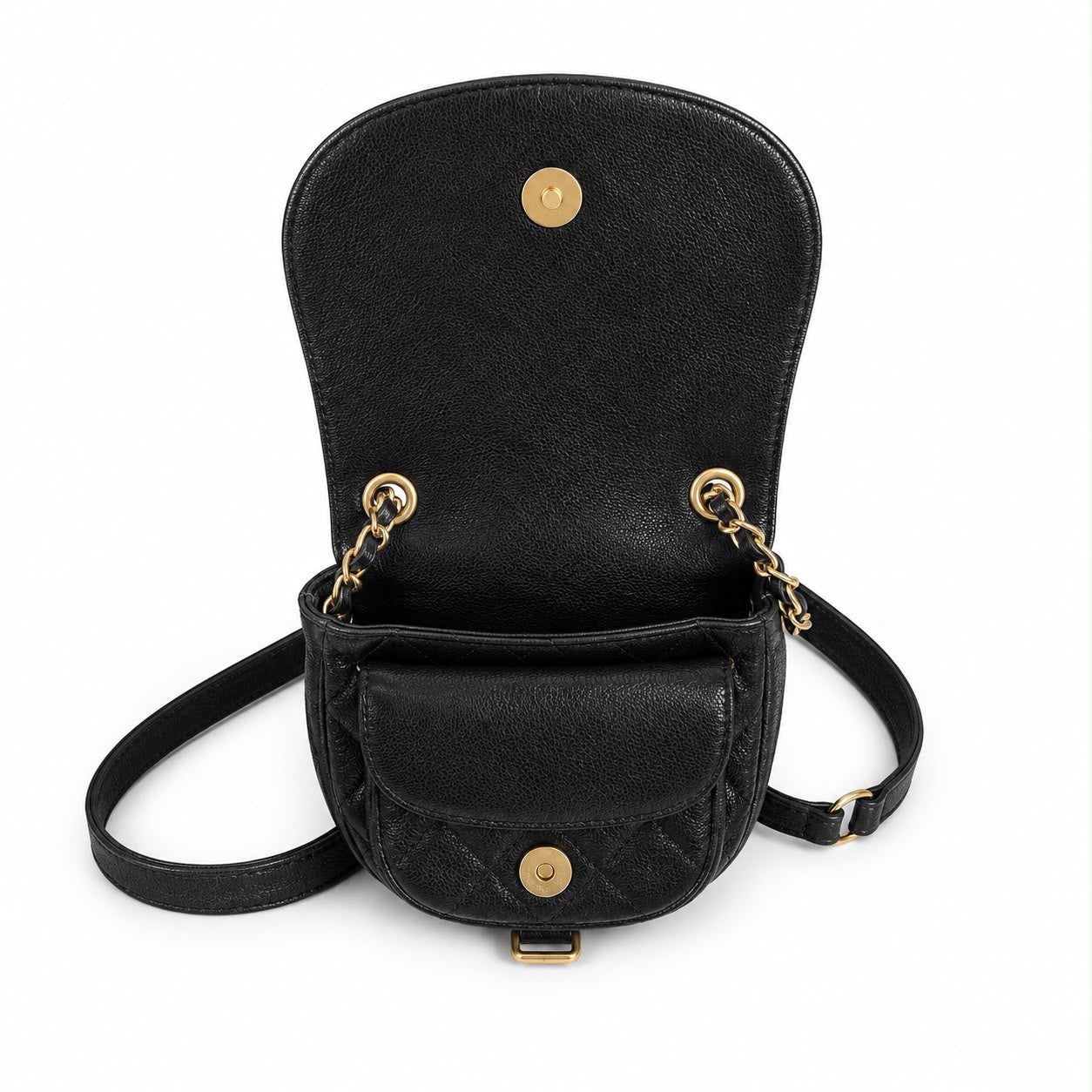 CHANEL - BAG MESSENGER BLACK QUILTED CAVIAR LEATHER GOLD HARDWARE