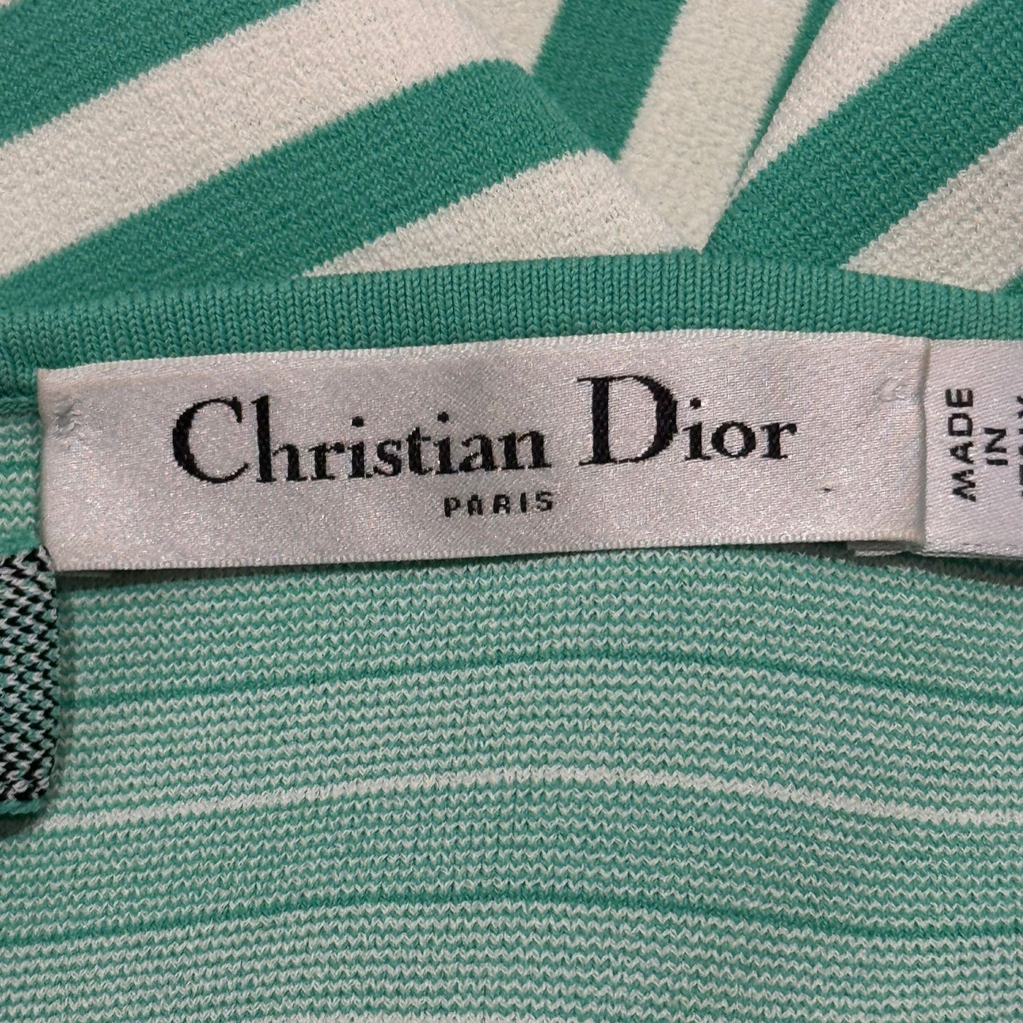 DIOR - BODYSUIT STRIPED WHITE & MINT GREEN WITH DIOR LOGO SIZE S