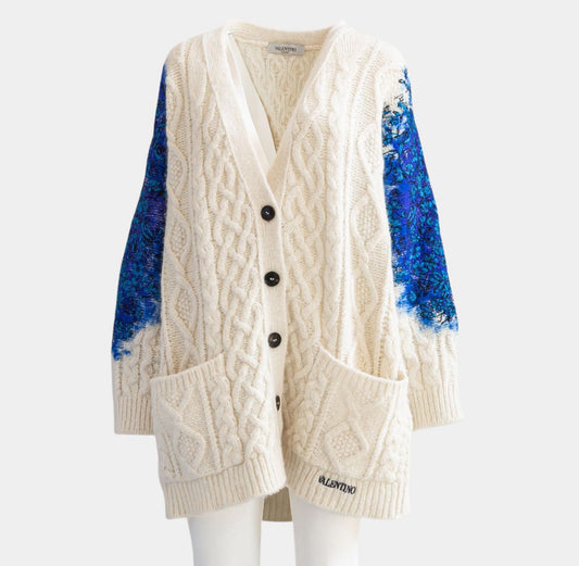 VALENTINO - CARDIGAN LONG WITH EMBROIDERED SLEEVES