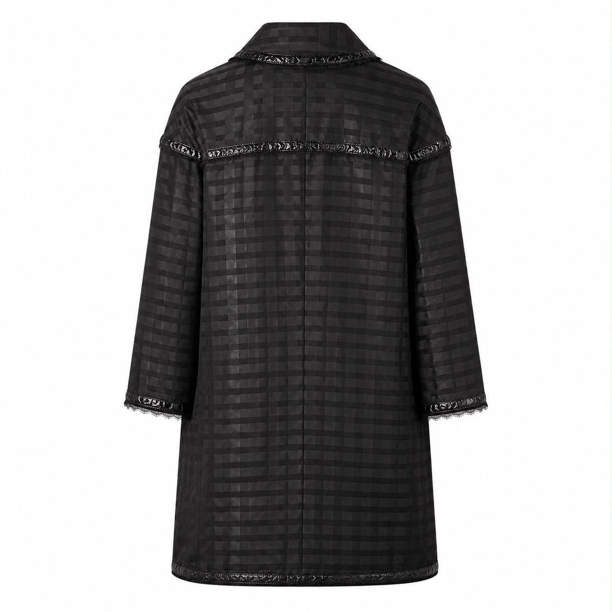 CHANEL - LONG COAT SILK ORGANZA BLACK SIZE 36 FR