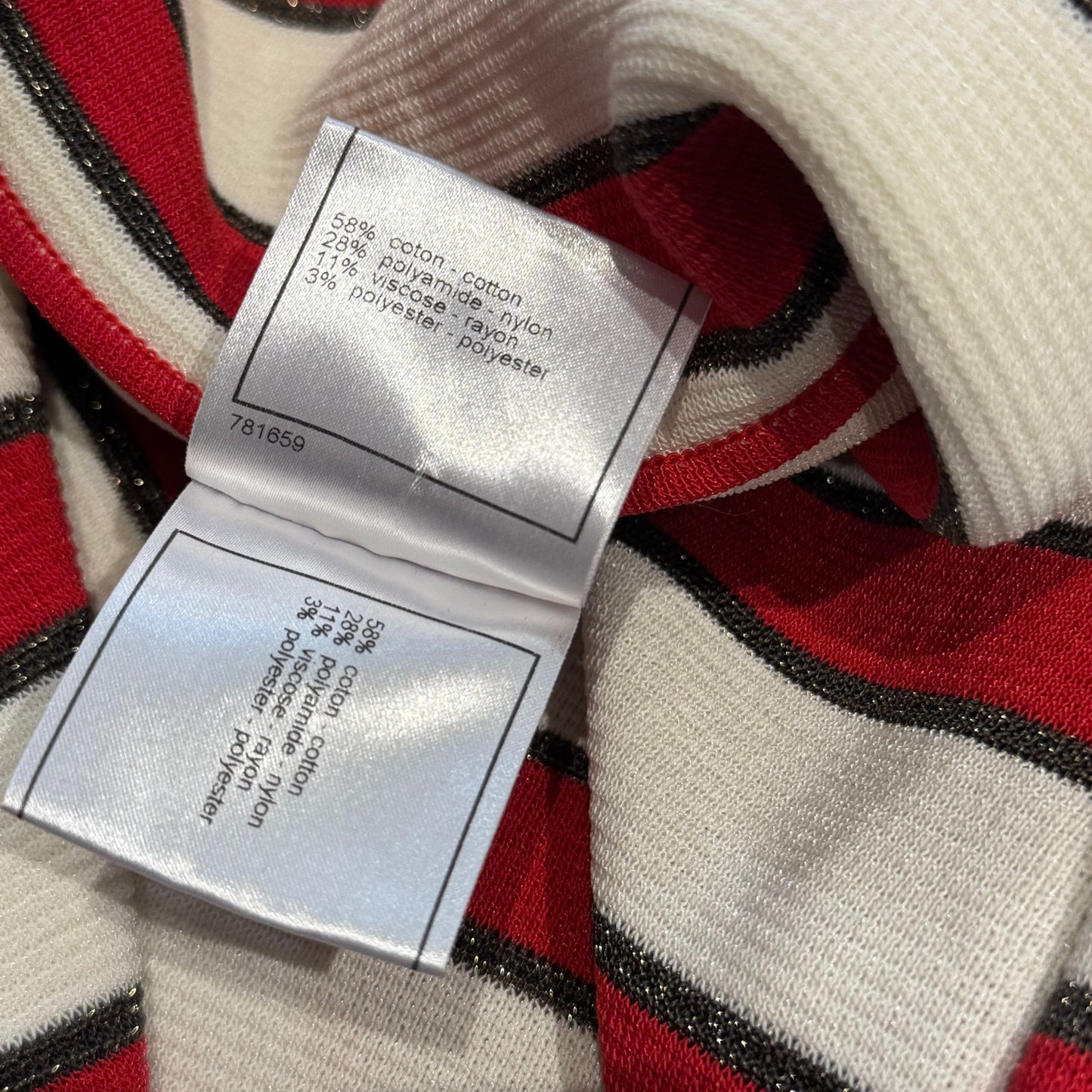 CHANEL - *RUNWAY* JACKET STRIPED ECRU AND RED SIZE 36 FR