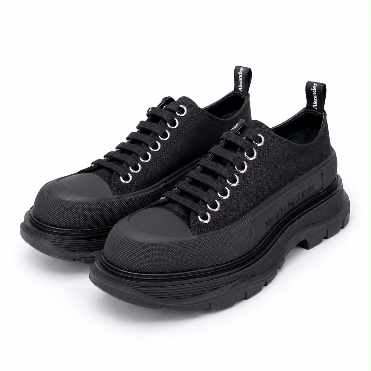ALEXANDER MCQUEEN - SNEAKERS TREAD SLICK BLACK CANVAS SIZE 38 EU