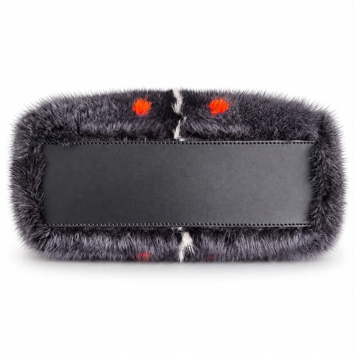 FENDI – BAG MINI PEEKABOO GREY FUR WITH ORANGE POLKA DOTS AND SILVER-TONE HARDWARE