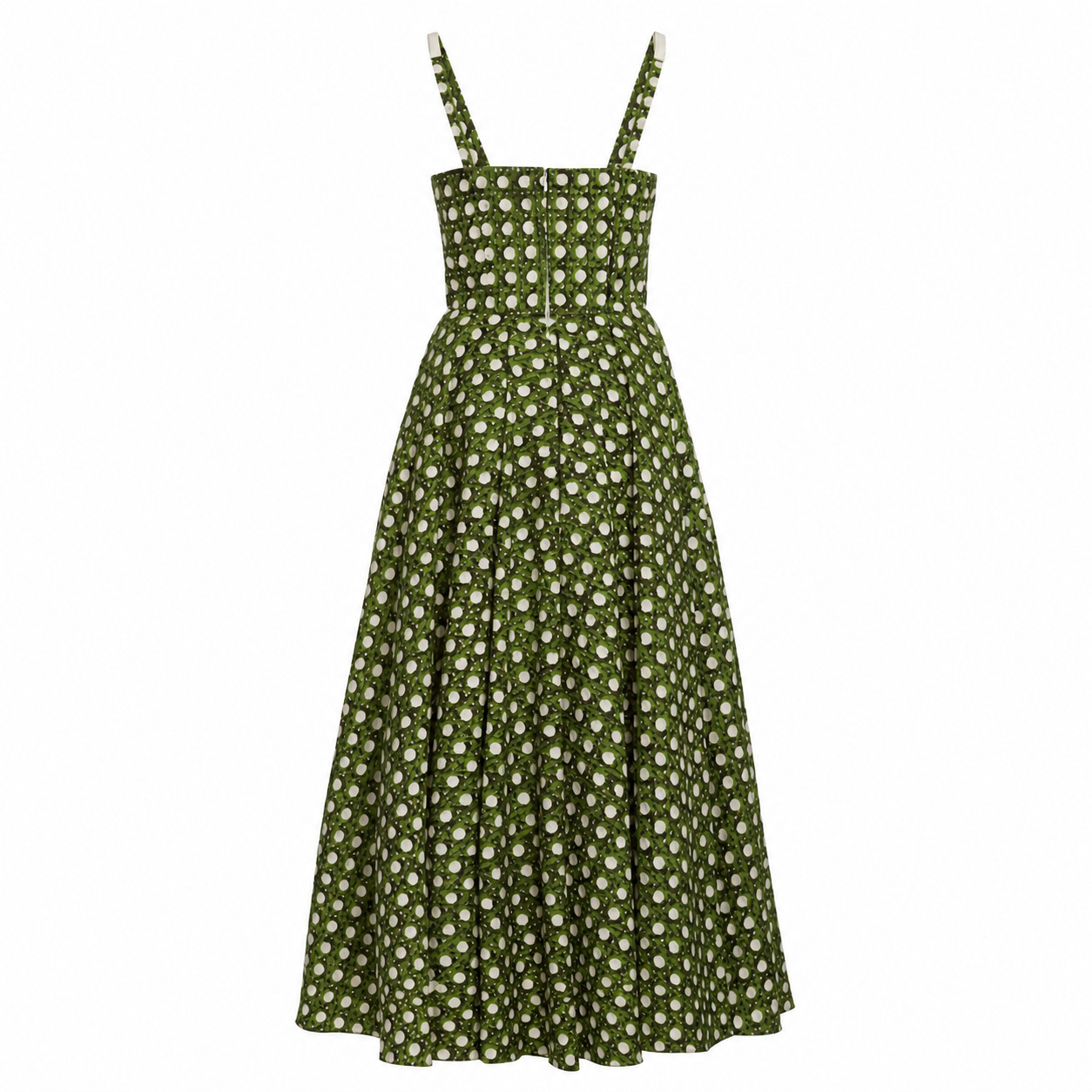 GIAMBATTISTA VALLI - DRESS MAXI TREILLAGE PRINT GREEN & WHITE SIZE 42 IT