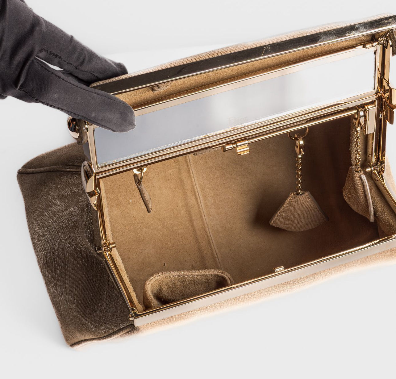 DIOR - BAG VANITY BABE GOLD METALLIC AND SUEDE LEATHER