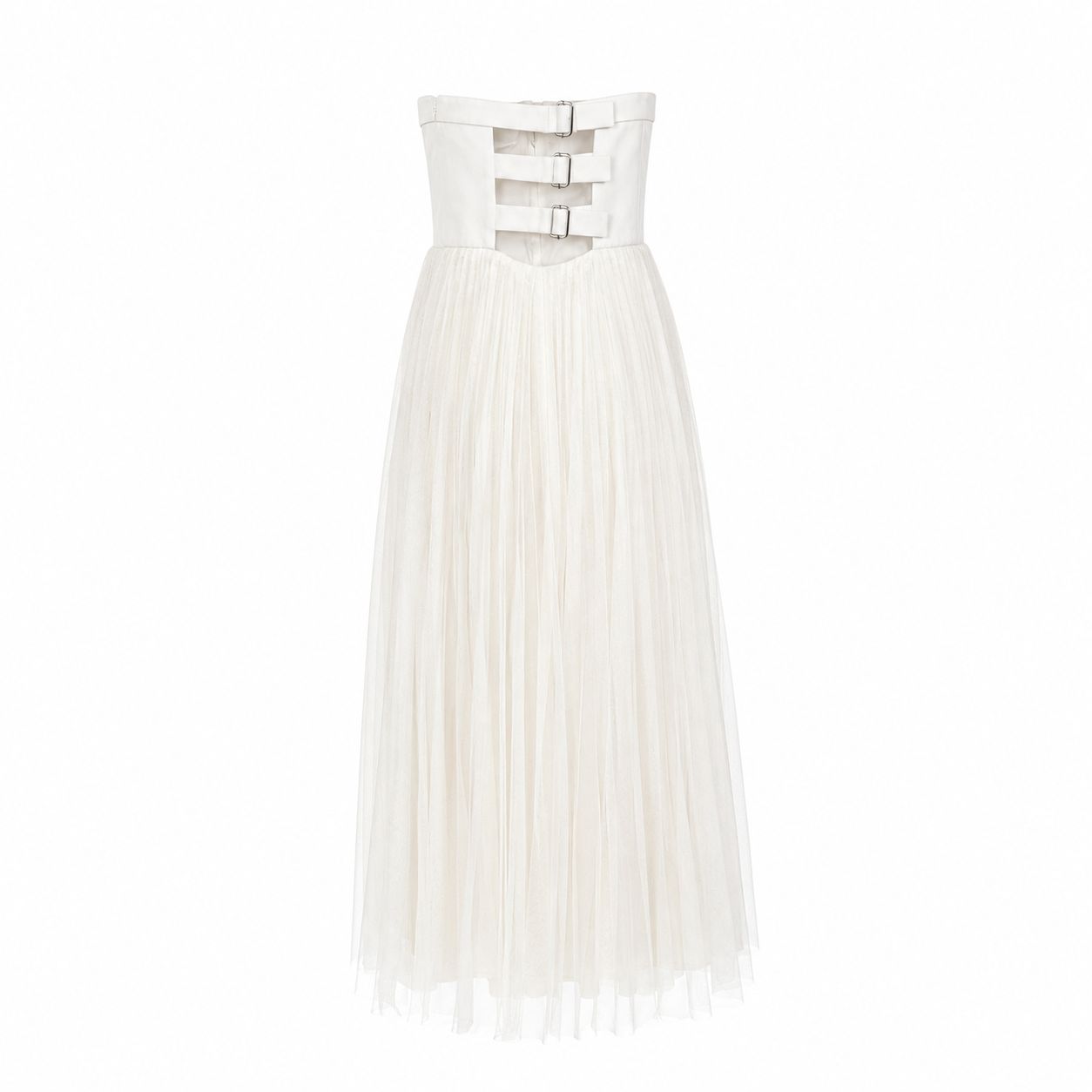 DIOR - DRESS LONG WHITE WITH BUSTIER AND GOWN SIZE 38 FR