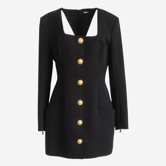 BALMAIN - DRESS MINI BLACK GOLD BUTTONS SIZE 44 FR