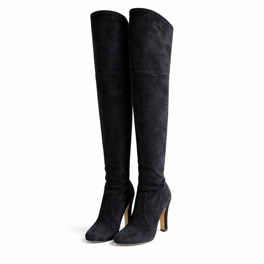 CASADEI - HIGH BOOTS BLACK SUEDE LEATHER SIZE 38,5 EU