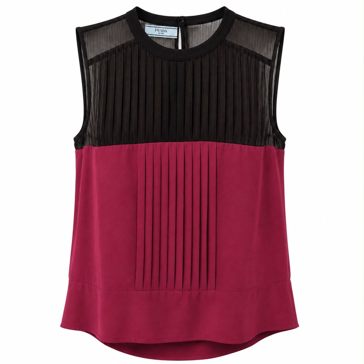 PRADA - TOP & TROUSERS MAGENTA BLACK SILK SET SIZE S