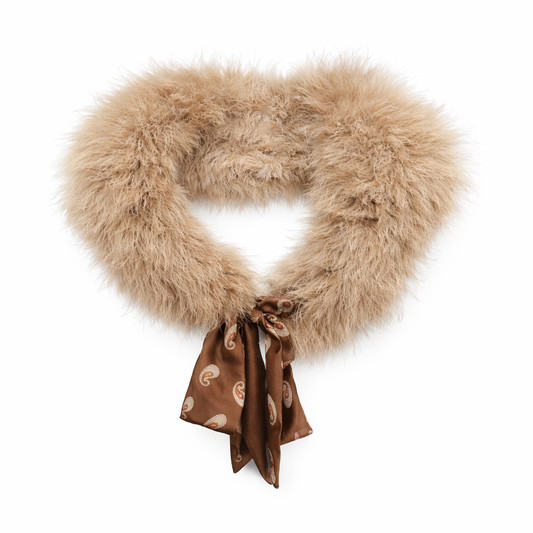 LOUIS VUITTON - COLLAR TURKEY FEATHER BROWN WITH SILK LINING