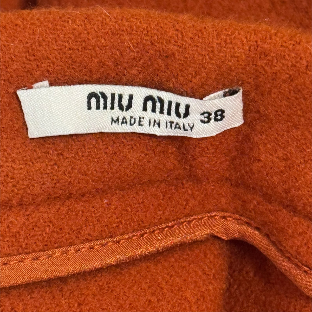 MIU MIU - SKIRT MINI ORANGE WOOL A-LINE SIZE 38 IT