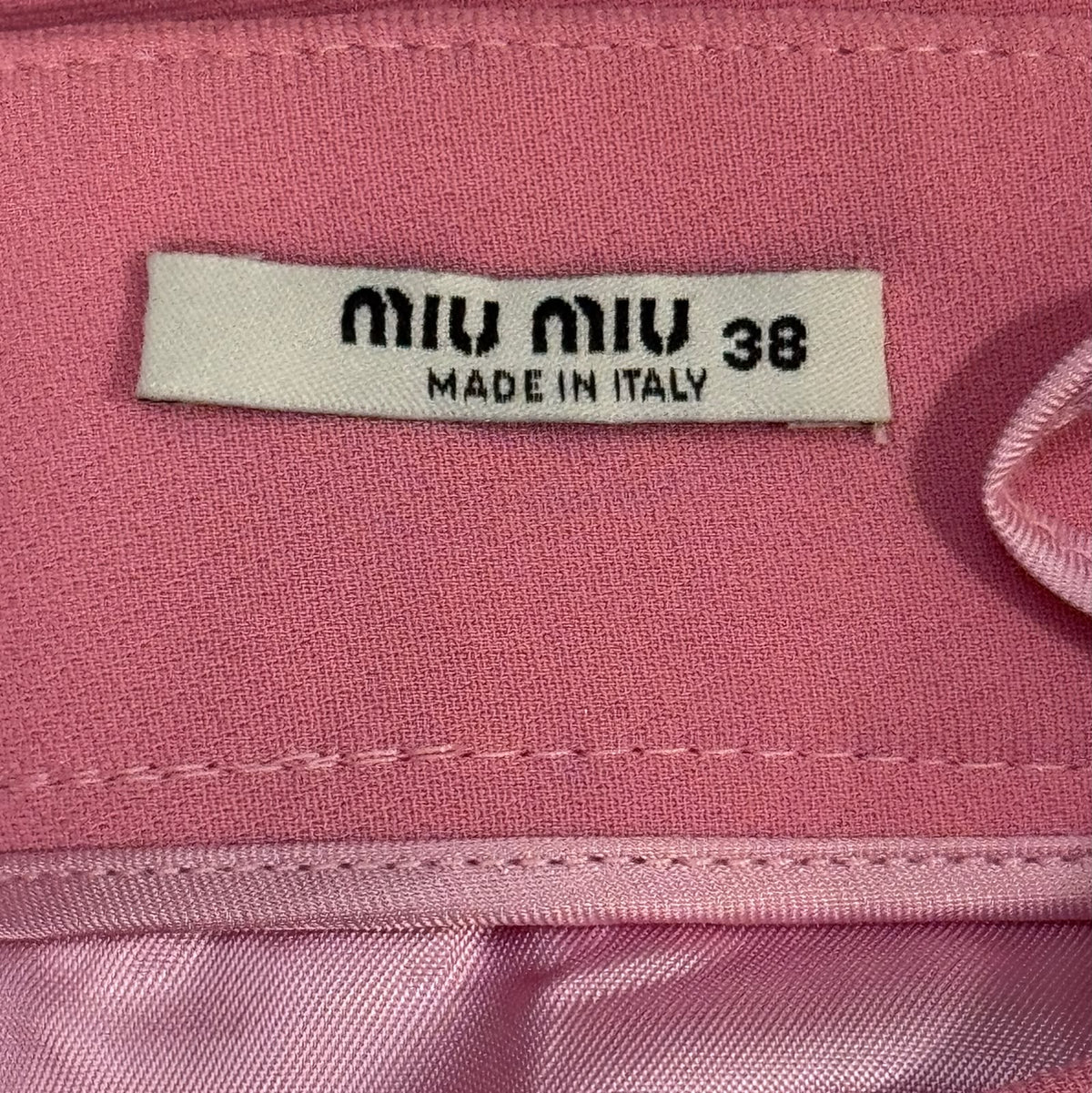 MIU MIU - SKIRT MINI PINK A-LINE CRYSTAL-EMBELLISHMENT SIZE 38 IT