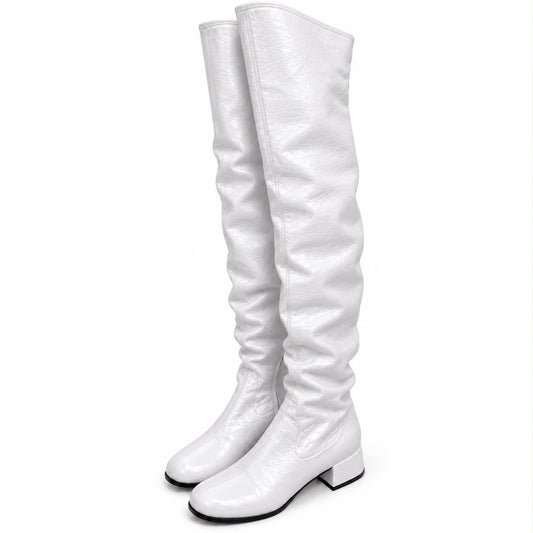 PRADA - HIGH BOOTS WHITE NAPLAK LEATHER SIZE 39 EU
