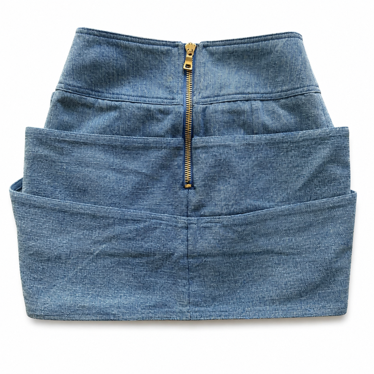 BALMAIN - SKIRT WRAP MINI DENIM LIGHT BLUE SIZE 34 FR