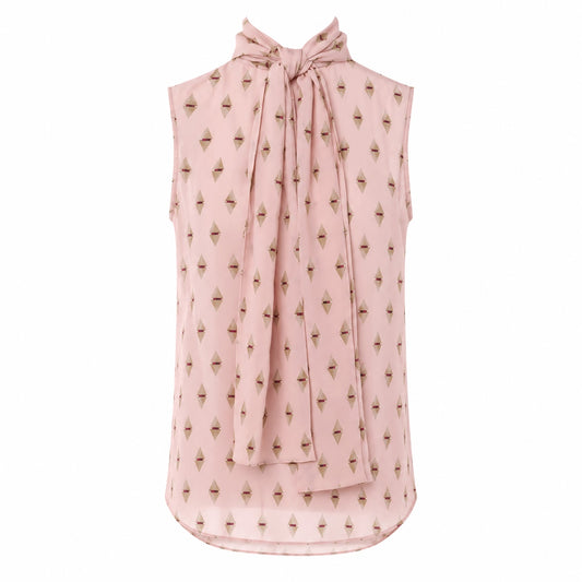 VALENTINO - BLOUSE SLEVELESS PINK SILK WITH NECK BOW SIZE 38 IT