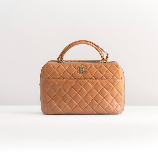 CHANEL - BAG TRENDY CC BOWLING CAMEL QUILTED LAMBSKIN