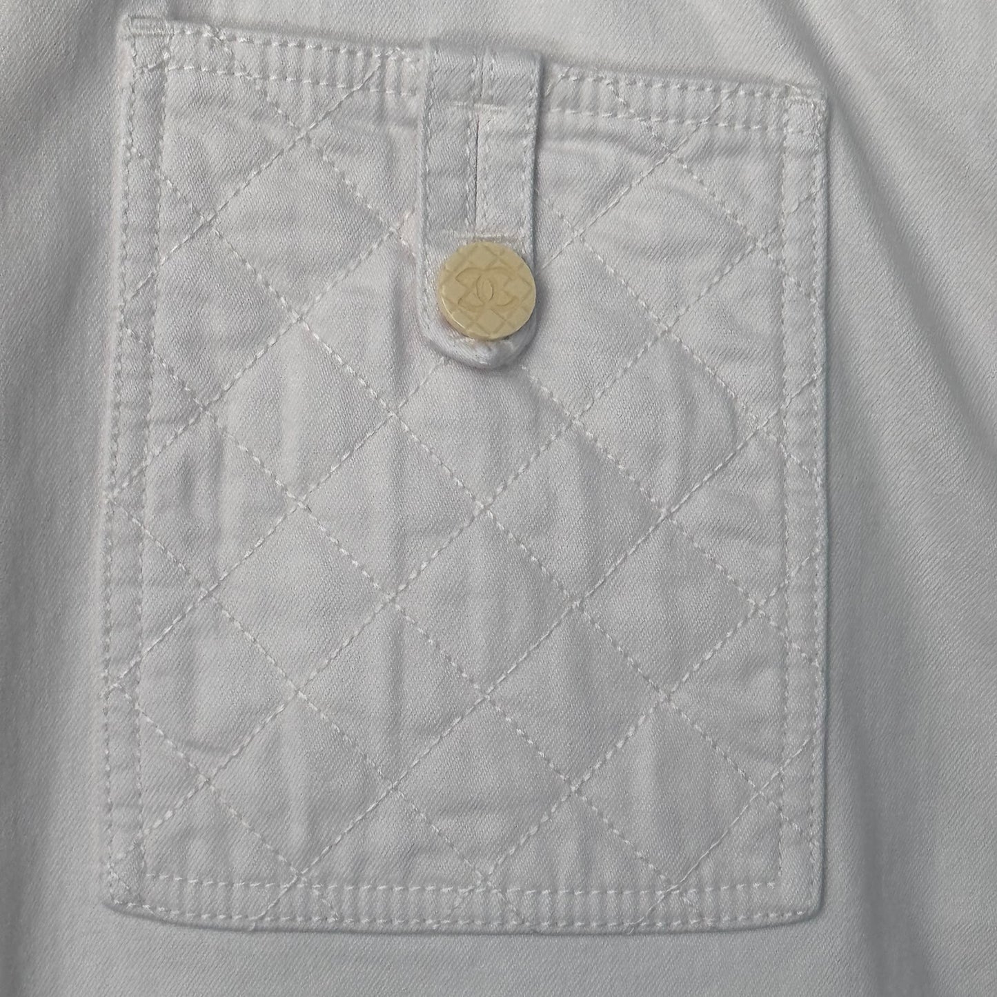 CHANEL - *NEW* TROUSERS WHITE DENIM SIZE 48FR