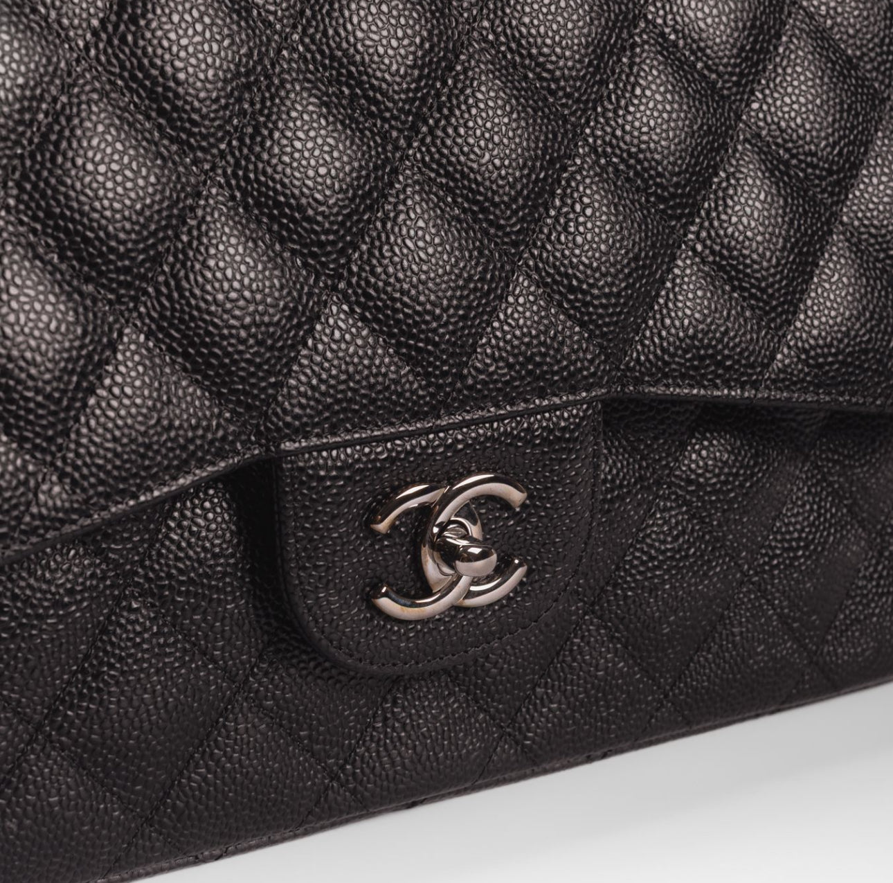 CHANEL - BAG TIMELESS LARGE BLACK CAVIAR LEATHER SILVER HARDWARE