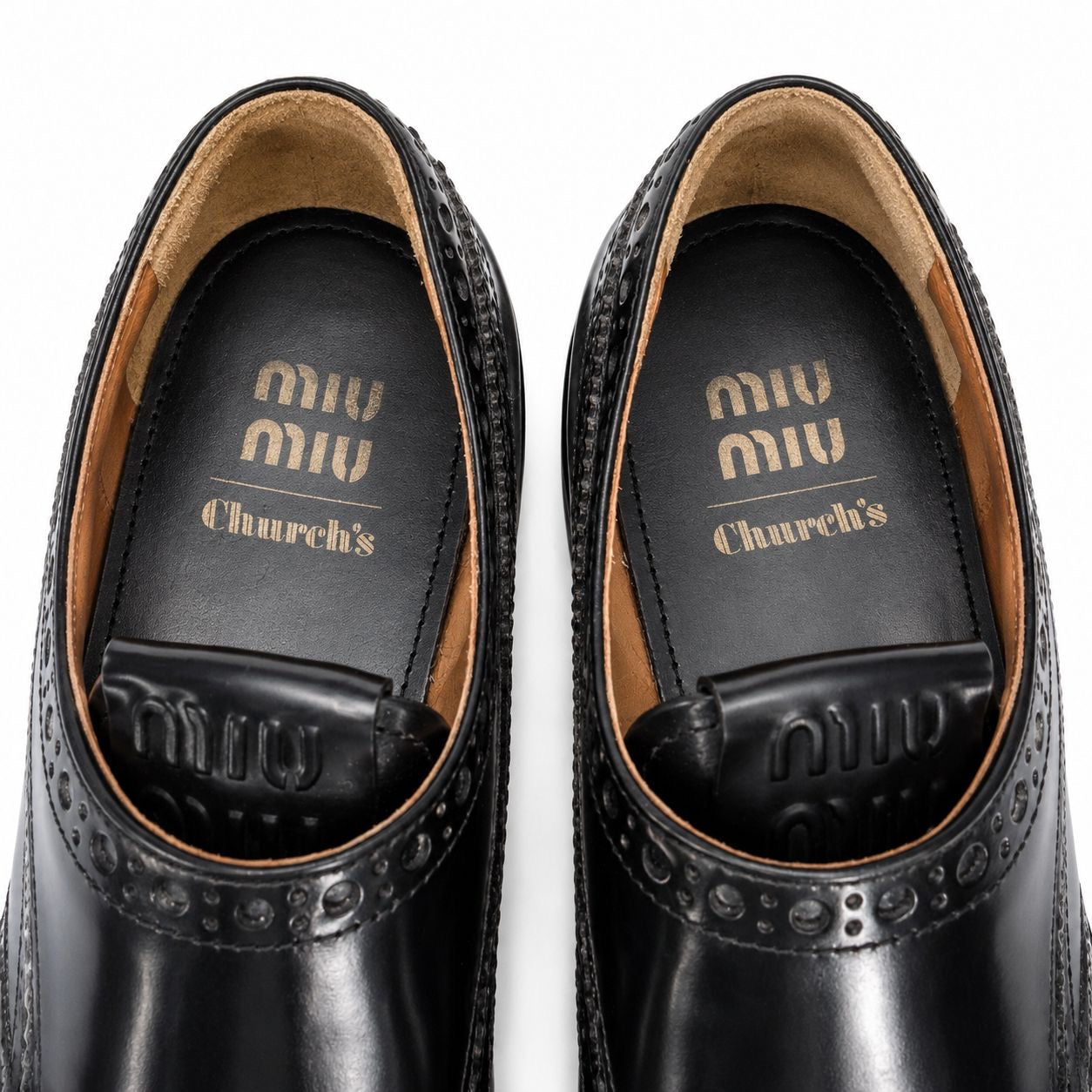 MIU MIU & CHURCH’S - SHOES MONK STRAP BLACK BRUSHED LEATHER SIZE 37,5 EU