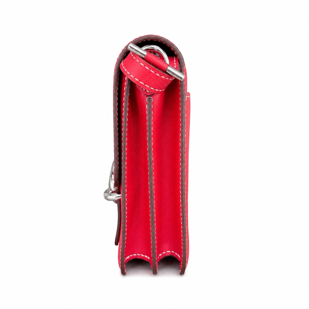 HERMÈS - BAG ROULIS 23 ROUGE CASAQUE EVERCOLOR LEATHER PALLADIUM HARDWARE