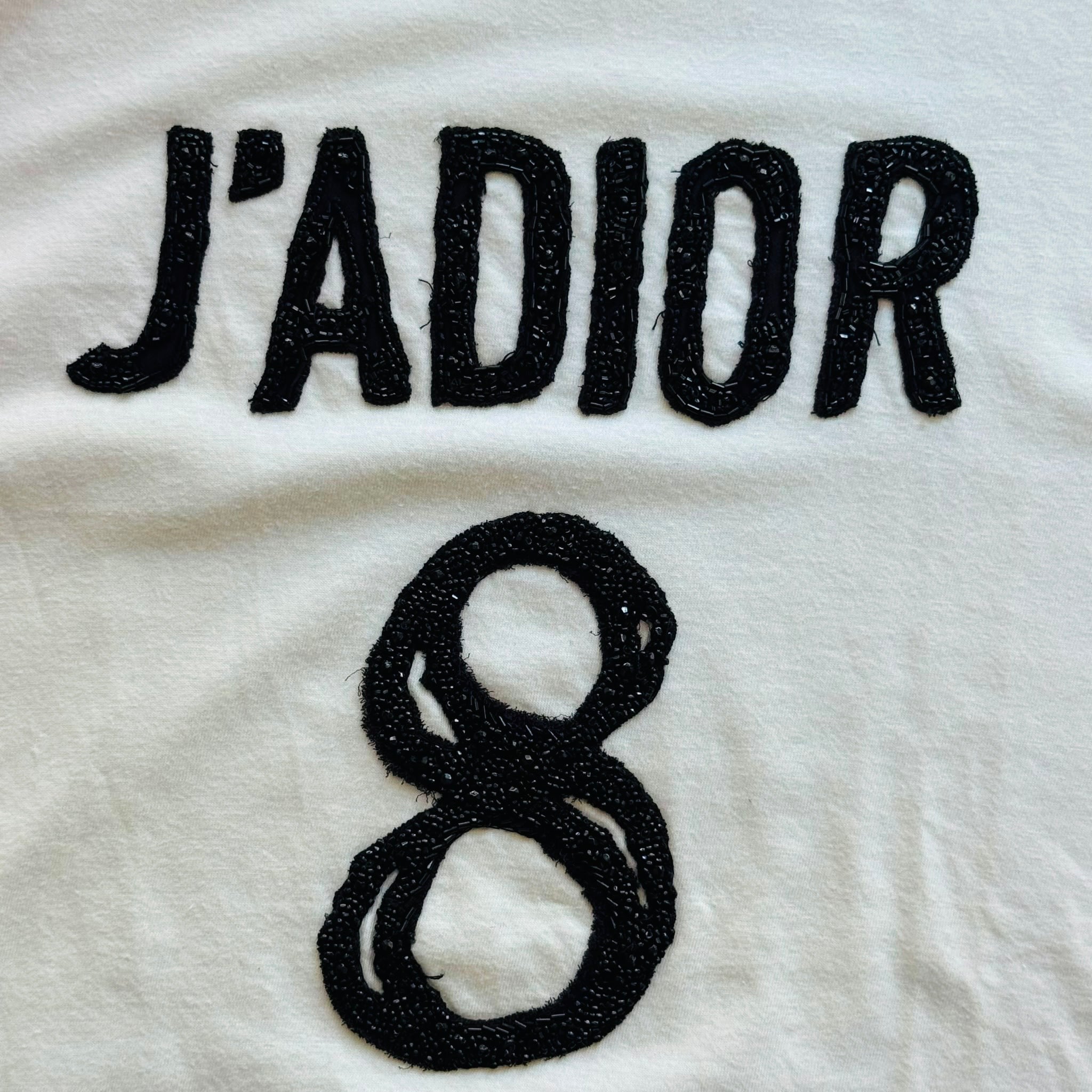 DIOR - T-SHIRT J'ADIOR 8 WHITE WITH BLACK EMBELLISHMENT SIZE M