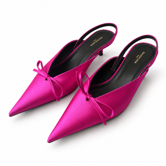 BALENCIAGA - *NEW* PUMPS SLINGBACK KNIFE BOW FUCHSIA PINK SATIN SIZE 36 EU