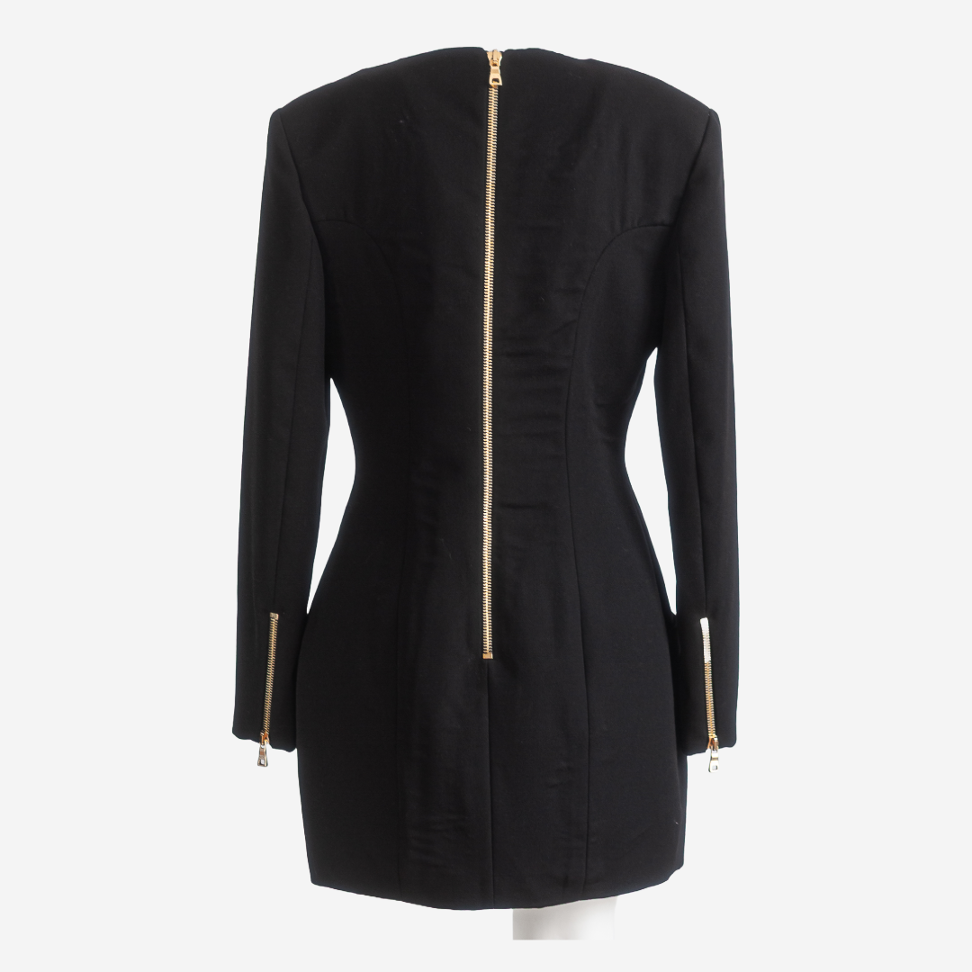 BALMAIN - DRESS MINI BLACK GOLD BUTTONS SIZE 44 FR