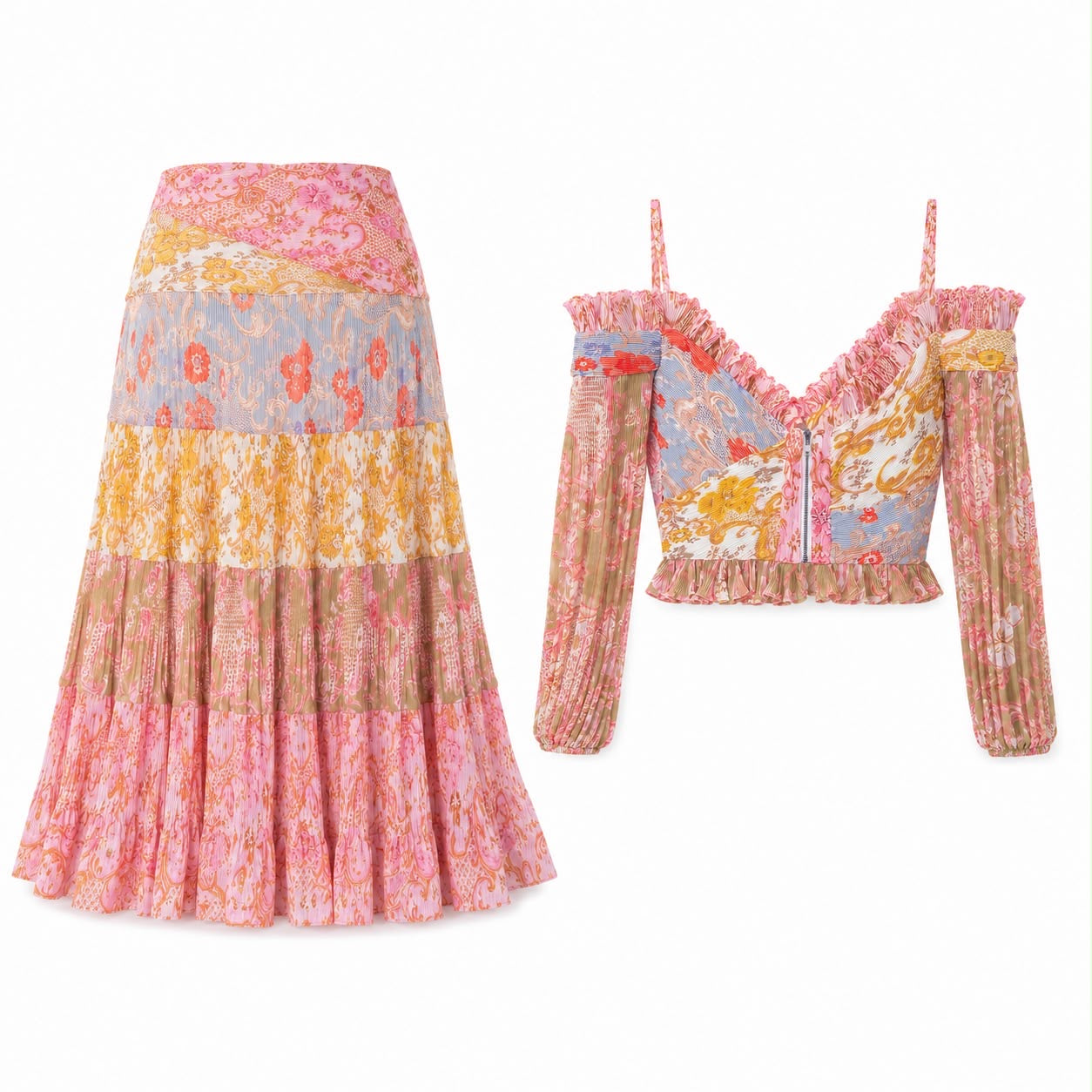 ZIMMERMANN - SET TOP & SKIRT MULTICOLOR SIZE 2