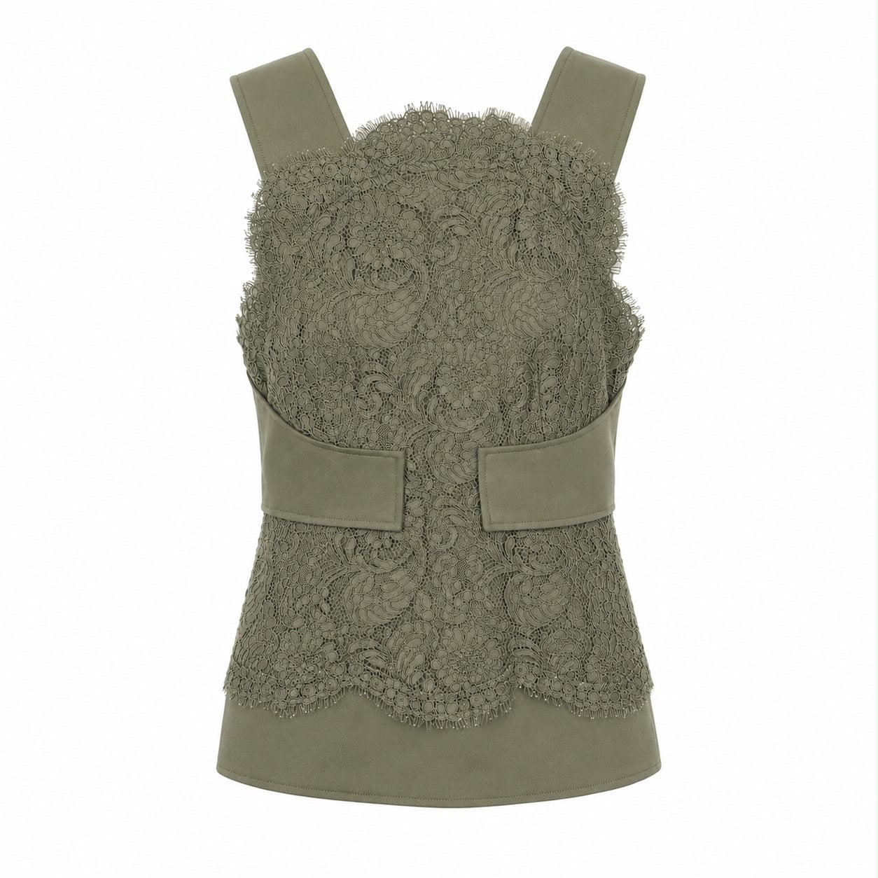 EMILIO PUCCI - TOP & TROUSERS SET KHAKI GREEN LACE SIZE 38FR/36FR