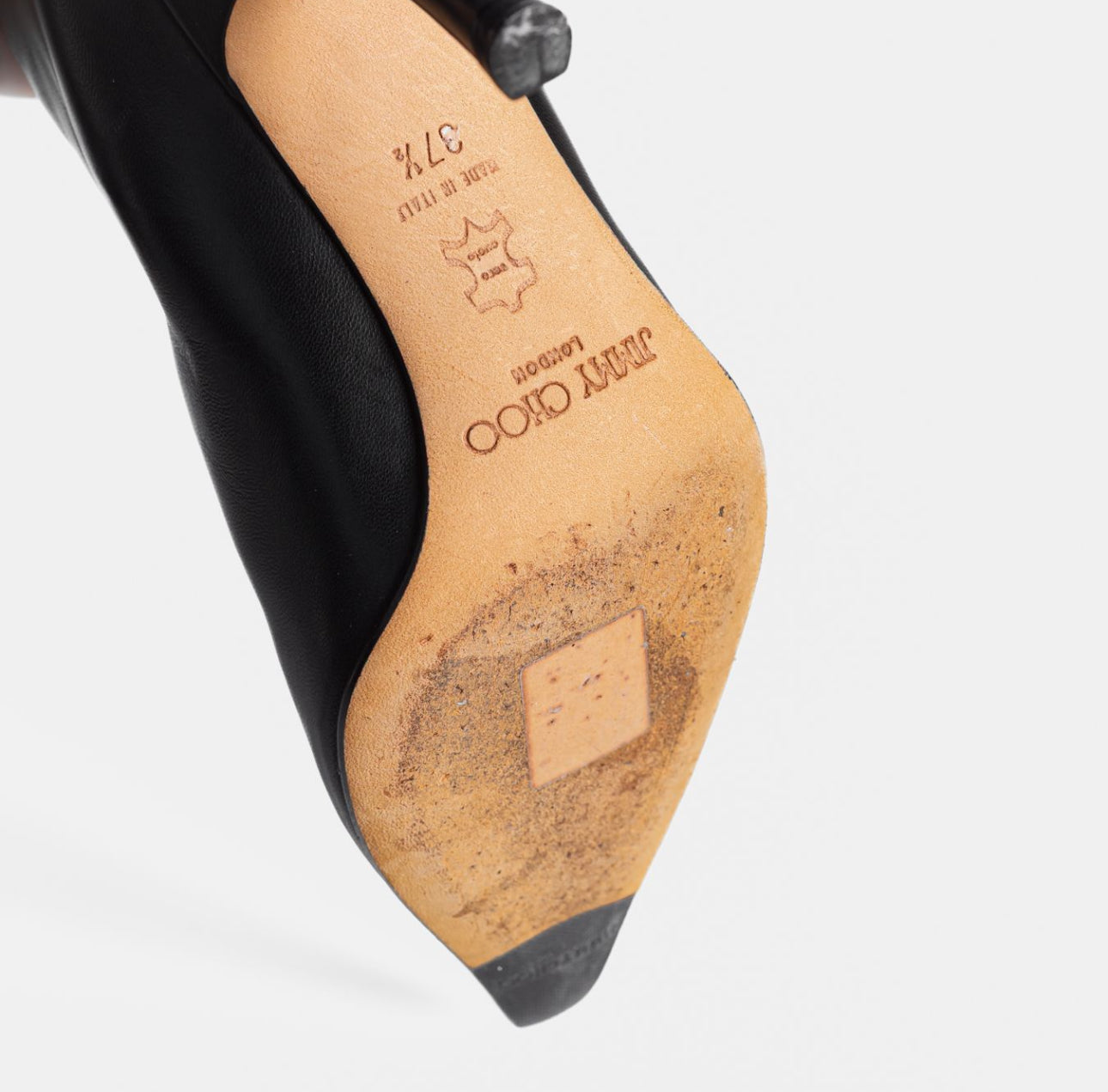 JIMMY CHOO - HIGH BOOTS BLACK LEATHER SIZE 37,5 EU