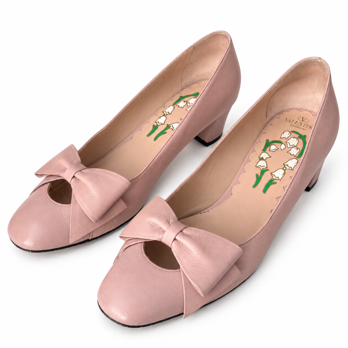 VALENTINO - PUMPS BOWOW PINK LEATHER WITH OVERSIZED BOW & 45 MM HEEL SIZE 40 EU