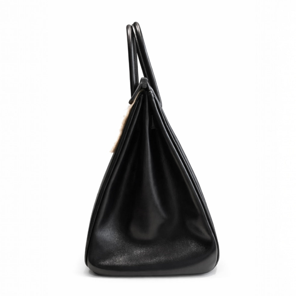 HERMÈS - *FULL SET* BIRKIN 35 BLACK BOX CALFSKIN PALLADIUM HARDWARE